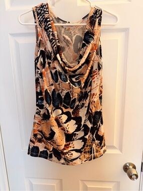 Calvin Klein Multicolor Draped Cowl Neck Sleeveless Top